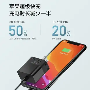 ZMI紫米45W充電套裝Switch蘋果筆記本MacBook適配器插頭PD快充適用于iPhone12/13 快速出貨