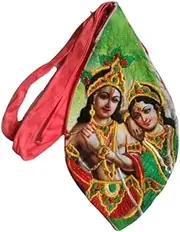 [Generic] Aashita Creations Worship Embroidered Japa Bead Bag/Cotton Japa Mala Bag/Jholi/Chanting Bag with Zip Pocket