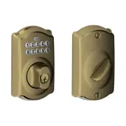 Schlage BE365-CAM Brass Camelot Electronic Keypad Single Cylinder Deadbolt