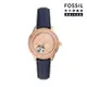 FOSSIL Stella 雙鑽圈縷空錶面女錶 藍色真皮錶帶 34MM ME3212