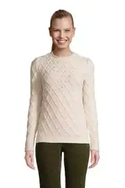 LANDS' END L(14-16) Pink Crystal Donegal Cotton Blend Rollneck Sweater NWT $90