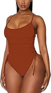 [Cutiefox] Women's One Piece Swimsuit Tummy Control Ruched Swimwear Cheeky High Cut Monokini Bathing Suit