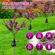 Solar Power Orchid Flower Stake Lights Outdoor Garden Path Luminous Lamp Outdoor