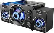 JSEIAJB 3D Stereo Speakers Colorful LED Wired Audio Home Theater Surround Sound Bar TV(White-Mountain peach7)