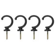 4Pcs Aluminum Alloy Wall Mounted Curtain Holdback Drapery Tieback Hooks, Black