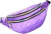 [WRITWAA] Ladies Waist Bag Pu Leather Fanny Pack Sequins Travel Pouch Outdoor Waist Pouch Crossbody Bag