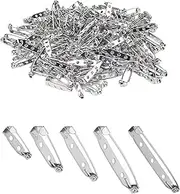 [Flyanzebi] Silver Tone Brooch Pin Backs, 50 Pack Safety Clasp Bar Pins,Secure Back Bar Fastener,Silver Tone Pin Clasp Brooch Pins for Badge Crafts