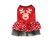 Pet dress Christmas pet elk polka dot yarn skirt Christmas skirt suitable for dogs and cats