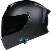 Bluetooth Motorcycle Helmet Integrated Helmet with Bluetooth Full Face Helmet Built-in Visor for Men Women Motocross Street Racing DOT/ECE Approved Motorbike Full Helmet