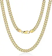 CHENETOILE 14K Gold Mens Cuban Link Chain 5mm Gold Necklace for Men 20-24 Inch