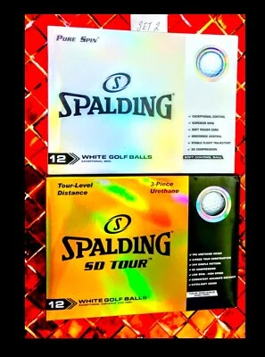 Bundle of 24-12 Spalding SDTour & 12 Spalding pure spin soft , white golf balls