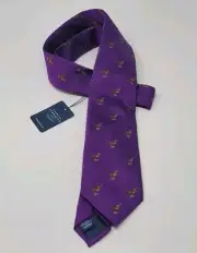 Charles Tyrwhitt Tie Kingswood Purple Pheasant Woven Silk Wool Blend Necktie