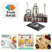 Cocktail Shaker Set - 24 Piece Stainless Steel Bartender Drink Kit & Stand fo...