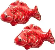 KICHOUSE 2pcs Chopsticks Holder Ceramic Cutlery Red Shaped Chopsticks Rest for Kitchen Decor