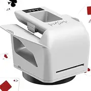 Automatic Card Shuffler Dealer Machine, 360° Rotating Card Shuffler Machine, Rechargeable Card Dealing & Shuffing Machine with OLED Display, for UNO, Blackjack, Texas Hold'em(White)