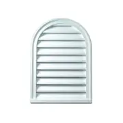 Fypon Gable Louver Vent 22"x31.5" White Round Top Polyurethane Built-in Screen