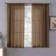 Short Sheer Curtains Linen Textured Living Room Curtain Sheers Light Filtering R