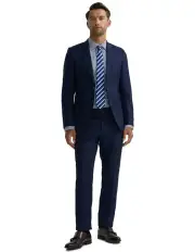 [Oxford] Auden Wool Checked Suit Trouser in Navy Check