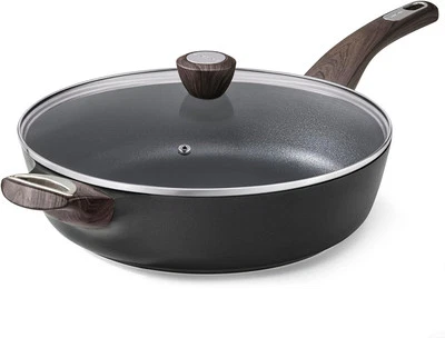 SENSARTE Nonstick Frying Pan Skillet with Lid, 12 5QT / 12IN, Classic Black