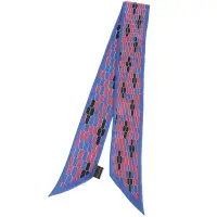在飛比找Yahoo奇摩購物中心優惠-BVLGARI 寶格麗 多用途真絲圖騰綁包絲巾/領巾(藍x紅