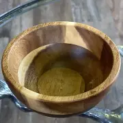 Vintage exotic Treen Inlaid Wood spice salsa dip Bowl Handmade 4” X 2 1/4”