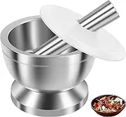 Herb Grinder,Grinder Bowl and Stick,Hand Spice Grinder,Spice Crusher Bowl,Kitchen Mortar and Pestle Set,Pestle and Mortar Bowl,Stainless Steel Mortar and Pestle for Grinding Herbs Seasonings (L)