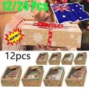 12/24pc Christmas Candy Cookie Boxes Bakery Gift Boxes Cupcake Muffin Cake Box