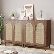 LITTLE TREE Modern Buffet Cabinet with Storage, 59 Inch Kitchen Sideboard Cabinet with 4 Doors, Coffee Bar Cabinet Storage Cabinet for Dining Room, Living Room