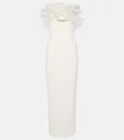 [Alessandra Rich] Alessandra Rich Organza-trimmed cady bustier gown AU 10 white