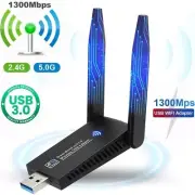 USB 3.0 Wifi Adapter 1300Mbps Dual Band 2.4G/5.8G Bluetooth 5 MIMO Antenna 2 in1
