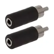2x RCA Male to 3.5mm 1/8" Mono Female Audio Adapter Converter Connector Nickel