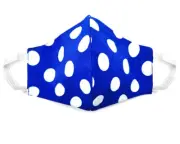 Fabric Face Mask Cotton Reusable Washable Adult Handmade in USA - Polka Dot Blue
