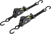 KUGONTC 2pcs Ratchet Tie Down Strap，Retractable Ratchet Straps Bundle,10.8FT Automatic Shrink Tensioner with Rubber-Coated Steel Handles, S-Hooks with Breaking Strength - 1,500LBS Each