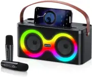 Karaoke Machine for Adults & Kids,Karaoke Speaker with 2 Karaoke Microphone,Port