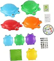 FewNvWa Stepping Stone Frog River Obstacle Course Play Develop Coordination Cross for Kids Girls, 8 pieces