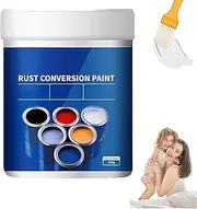 4-in-1Rust Converter, Weatherproof Rust Converter Paint For Metal, Stops Rust &Prevents Corrosion -Water Based Metallic Paint, for All Metal Surfaces, Ironwork (White,500g)