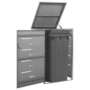 vidaXL Single Wheelie Bin Shed 69x77.5x112.5 cm Stainless Steel