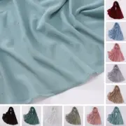 Women's Long Scarves Glitter Rhinestones Chiffon Headwrap Soft Turban Shawl Wrap