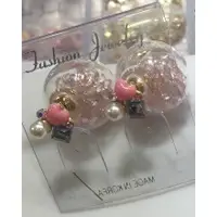 在飛比找蝦皮購物優惠-【正韓精品】韓國 時尚玻璃泡泡兩用粉色愛心大力丸耳環