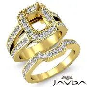 Diamond Engagement Split Shank Ring Emerald Bridal Setting 18k Gold Yellow 2Ct