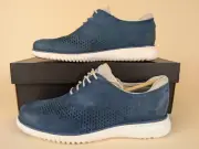 Cole Haan Shoes Mens 7.5 M ZeroGrand Laser Wingtip Oxford Blue Suede C35750 NEW