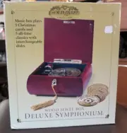 Mr. Christmas Gold Label Wood Jewel Box Deluxe Symphonium Plays 10 Tunes New