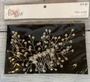 Studio his & hers- Hair Comb 7.48" x 3.54" Silver Rhinestone & Pearls
