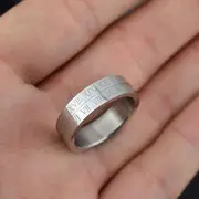 Roman Numerals Stainless Steel Ring Silver - US 6