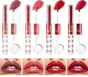 EnMart 4 Pcs Matte Waterproof Lipstick, Moisturizing Transparent Lip Gloss, Mirror Water Lip Glaze, High Gloss Liquid Lipstick Nude Pink Clear Lip Tint High Pigment Lipgloss Makeup Tool