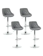 [Artiss] Bar Stools Swivel Kitchen Leather Chairs x4 in Grey