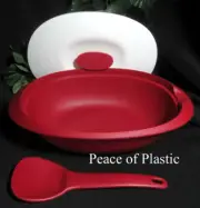TUPPERWARE NEW ESSENTIALS RICE Casserole SERVER WITH SERVING SPOON-RED COLOR