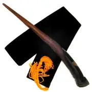 11 3/4" Snatcher Hand Carved Almond Wood Magic Wand Wizard Wiccan w/ Velvet Bag