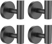Towel Hooks for Bathrooms 4 Packs Screw-In Matte Black Bathroom Towel Hook Wall