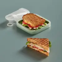 在飛比找PChome24h購物優惠-三明治吐司攜帶盒 可微波加熱吐司盒 三明治盒 漢堡盒 早餐盒